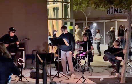 Speed Bump members Carter Low, Michael Durtschi, Aydin Bulton, and Asher Durtschi (Left to right), playing at one of their events.