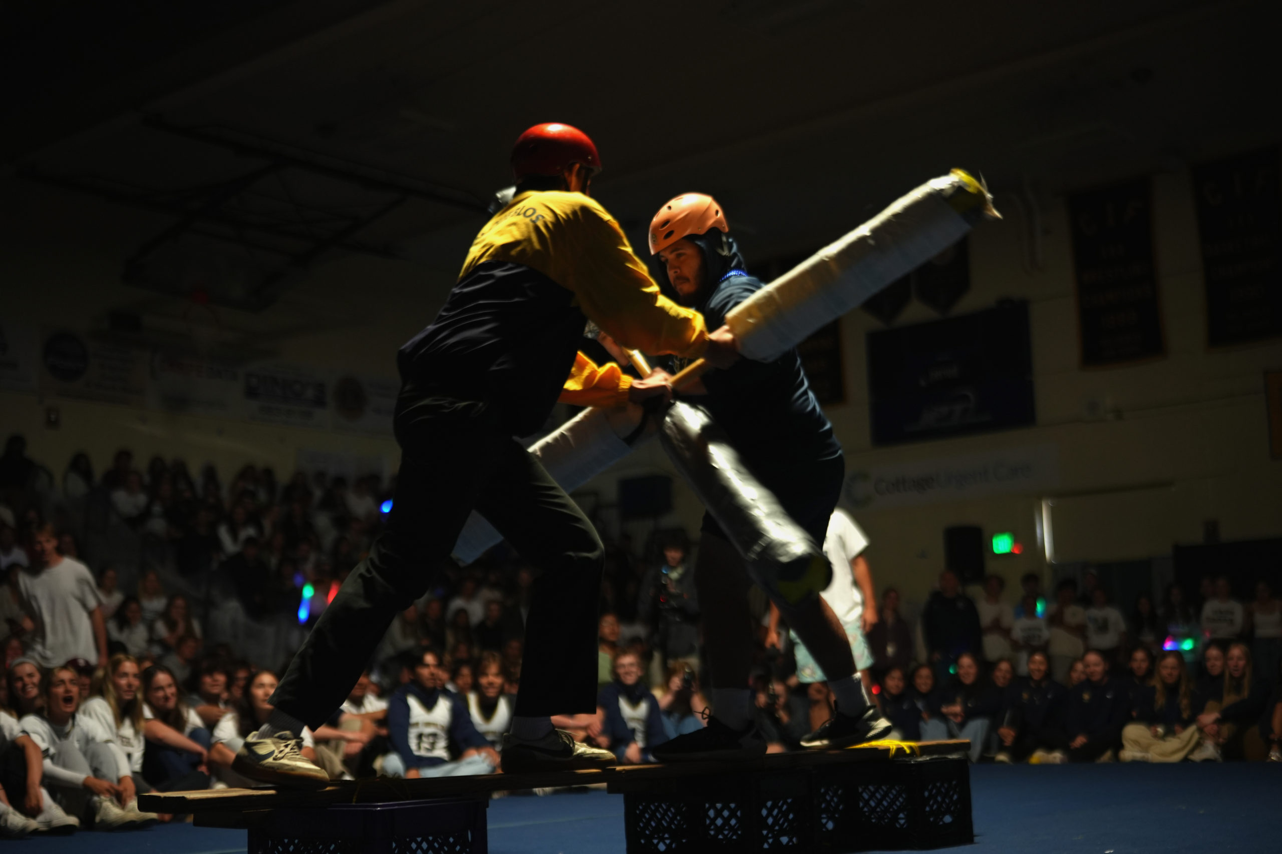 Senior Matthew Wilcox takes on Junior Juancarlos Contreras in jousting match