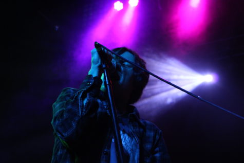 Mickey Savitski, vocalist of melodic hardcore band One Step Closer, sings at the Riverside Municipal Theater on April 21.