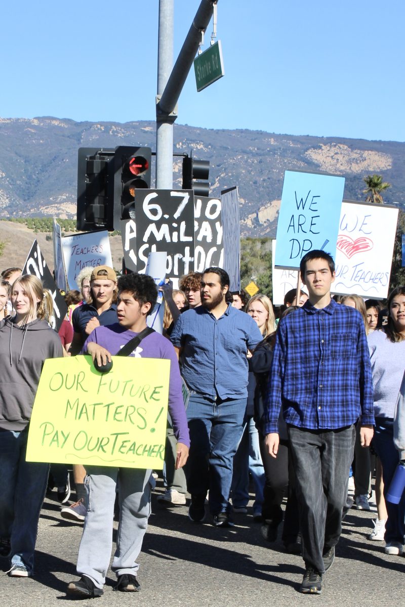 Dos Pueblos students walking to Girsh Park during the student organized walkout on Dec. 1.