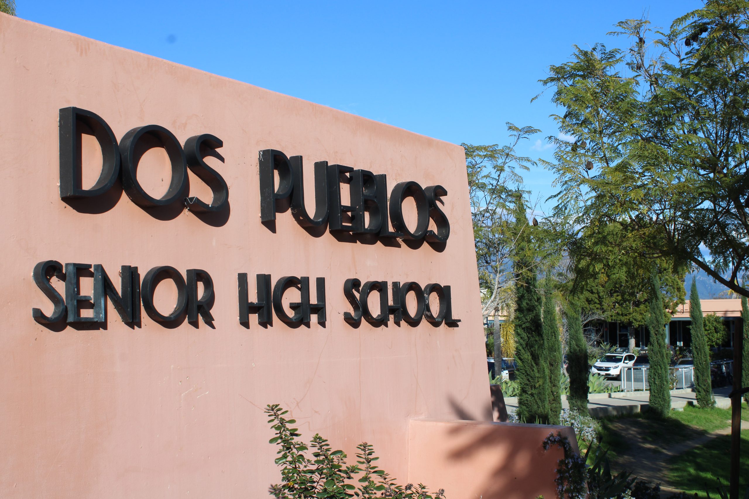 “Dos Pueblos Senior High School” sign 