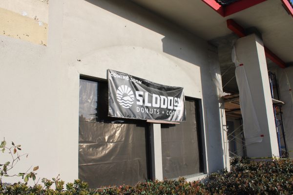 The SloDoCo sign outside 290 Storke Rd.