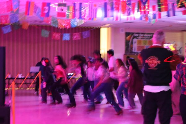 Students all dancing to a well-known song.