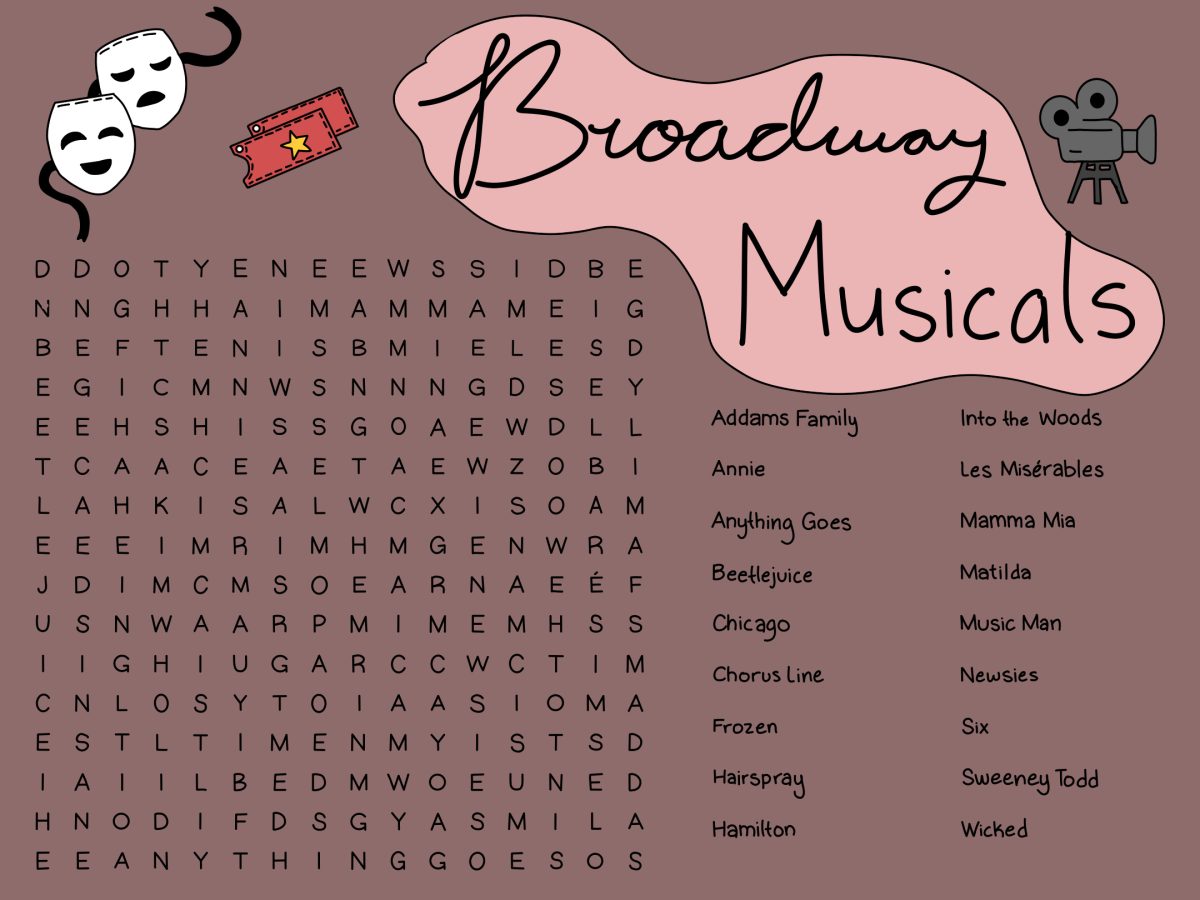 Broadway musical wordsearch