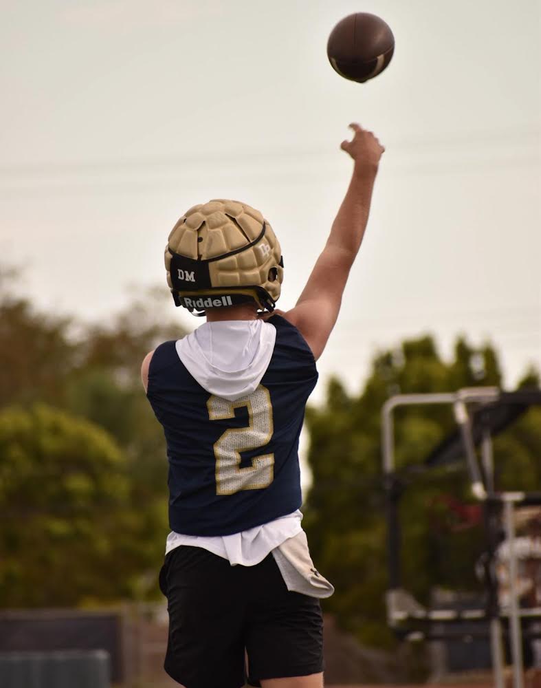 Simon Alexander at practice throwing the ball.