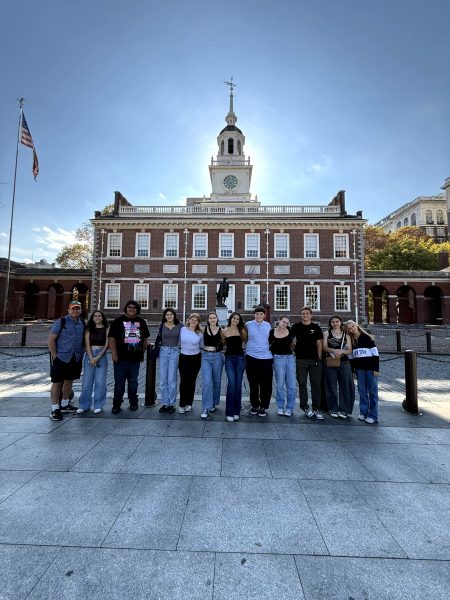 DPHS yearbook students outside of Independence Hall in Philadelphia.