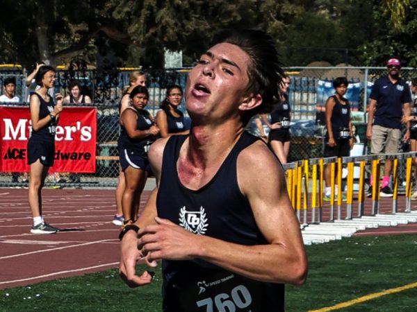 Cullen Gully finishing at the 2024 Channel League Cross Country Finals