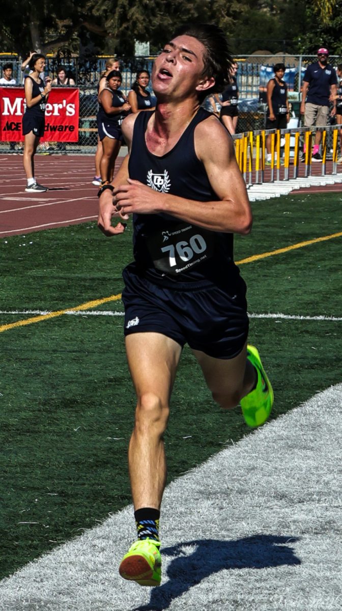 Cullen Gully finishing at the 2024 Channel League Cross Country Finals