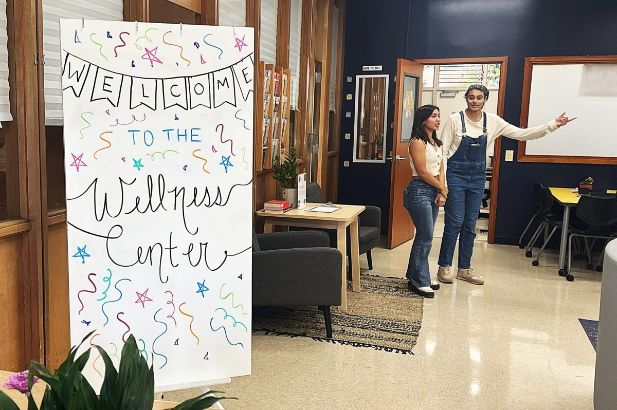 Inside the DPHS Wellness Center. Pictured: Nicole Barger (12) and Simmone Harris (11).