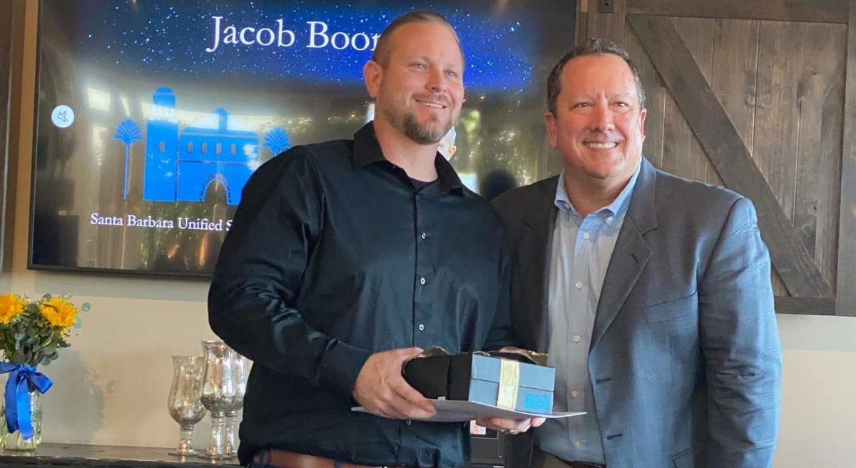 Jacob Boone being honored as Special Education Teacher of the Year.