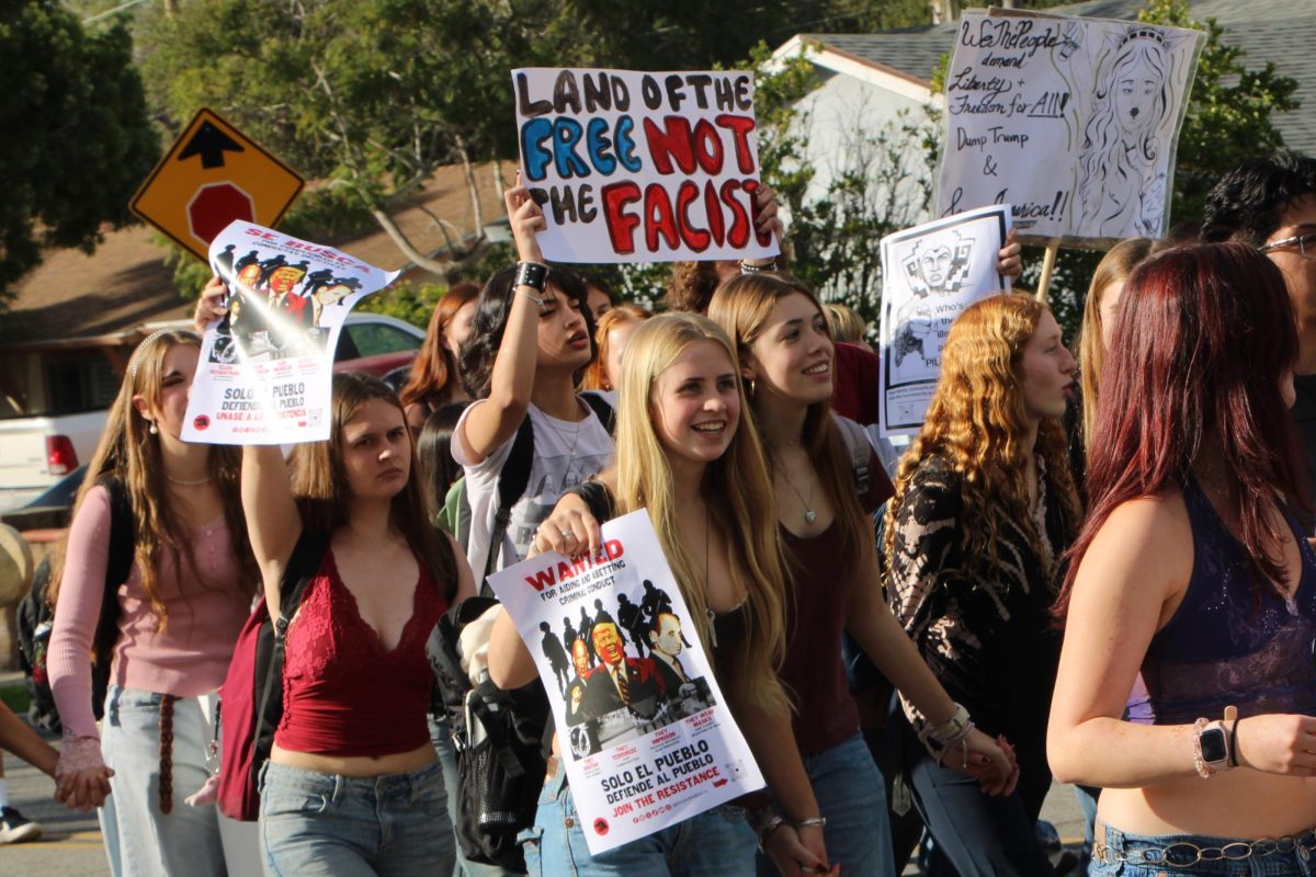DPHS students protesting the Trump Administration during their walkout to Girsh Park.