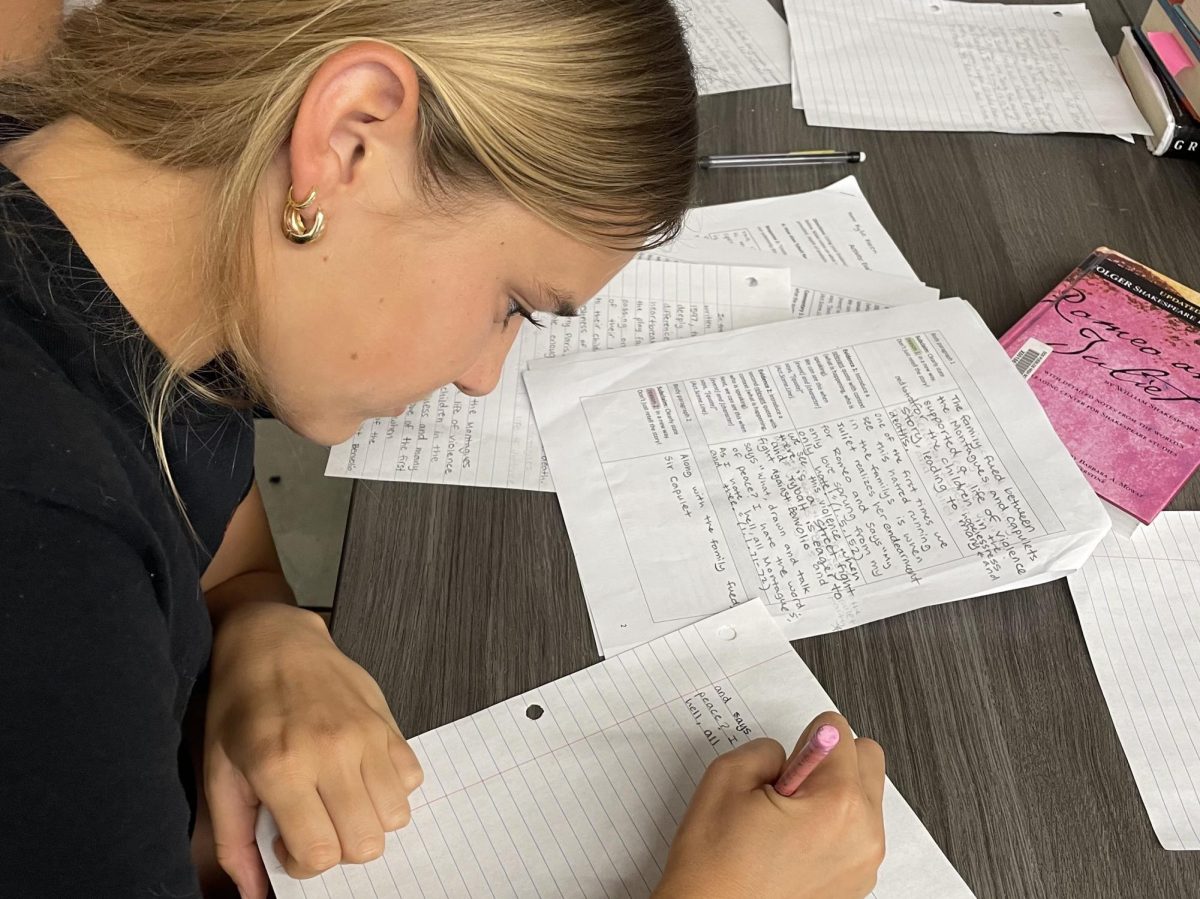 Freshman working on a an Essay about the play "Romeo and Juliet" by William Shakespeare.