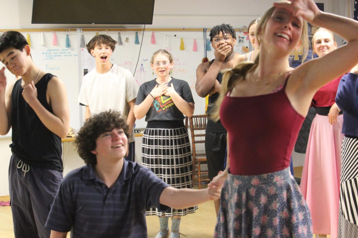 The cast of “Curtains” rehearsing.