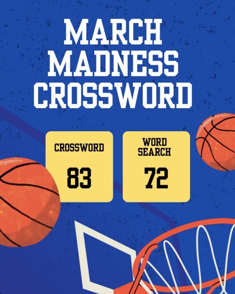 March madness cross word graphic