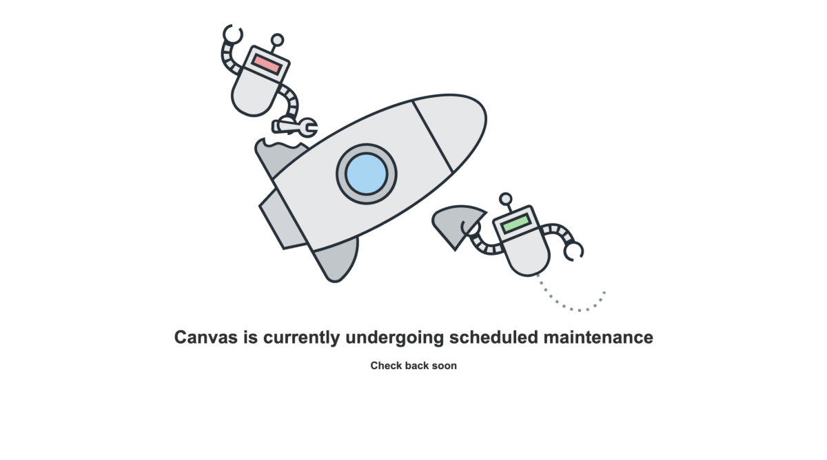 Maintenance message displayed on Canvas as of 3:18 p.m. PST on May 7.